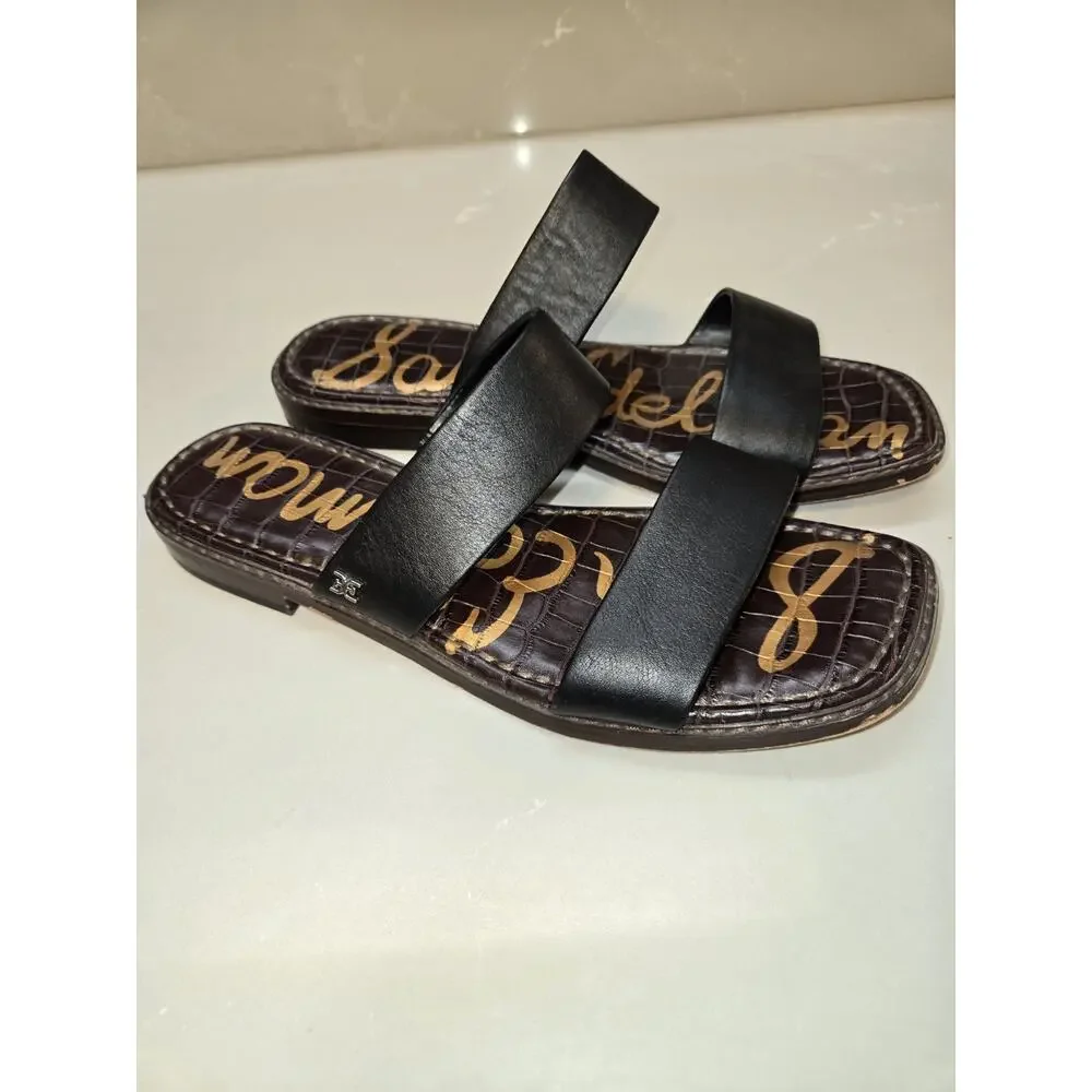 Sam Edelman Haydee Strappy Slide Sandals Open Toe Black Leather Size 9.5 - Picture 1 of 5